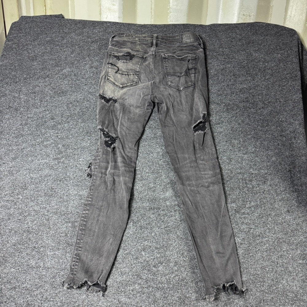 American Eagle Outfitters Jeans Womens 6 Gray Distressed Frayed Hem Skinny Leg